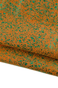 Orange - green CRACKLE printed leather skin, METALLIC suede goatskin, soft textured material for diy projects B19067-MT(st) La Garzarara