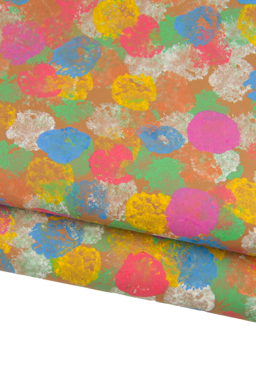 Colorful POLKA DOT printed leather skin, multicolor hand painted goatskin, artistic textured material for projects B19033-DM La Garzarara