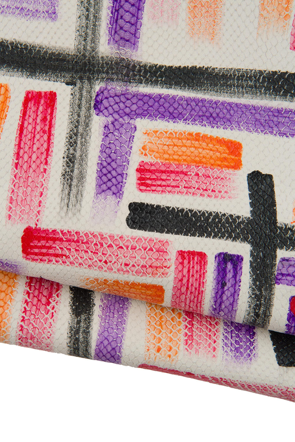 Multicolor Brush stroke GEOMETRIC textured hide, Colorful geometric textured leather skin B19031-DM La Garzarara