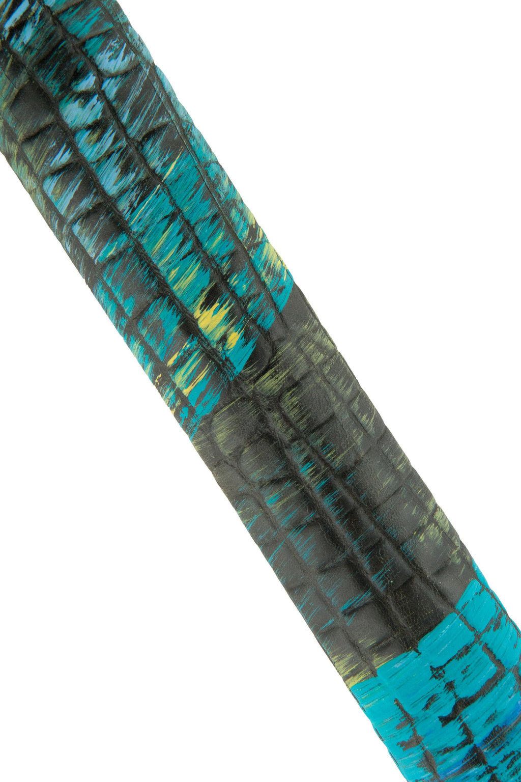 Brush Stroke CROCODILE leather shide, multicolor painted texture on black leather skin, soft embossed material B19039-DM La Garzarara