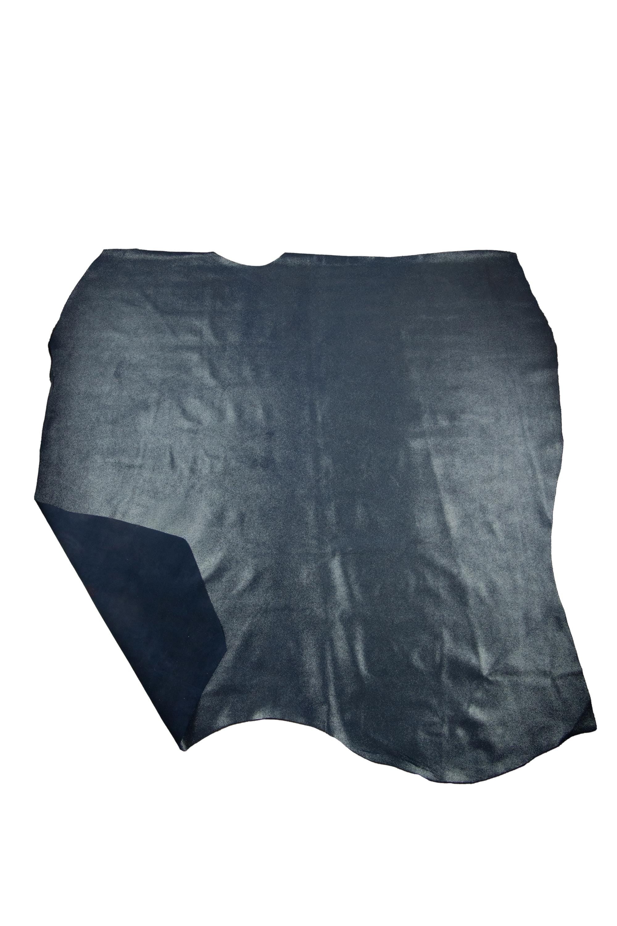 Blue METALLIC suede leather hide, shiny soft calfskin with silver GLITTER, 1.1 - 1.3 mm B19109-MT La Garzarara