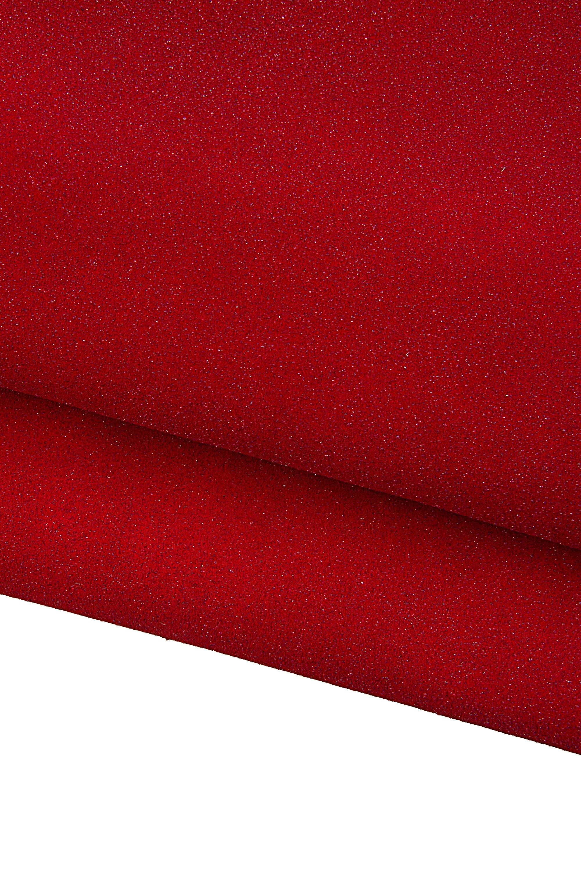 Red Glitter Leather Hide, Fine Micro Glitter Leather, Sparkle Leather for Bags, Shoes & Crafts, 1.3 - 1.5 mm B19013-MT La Garzarara