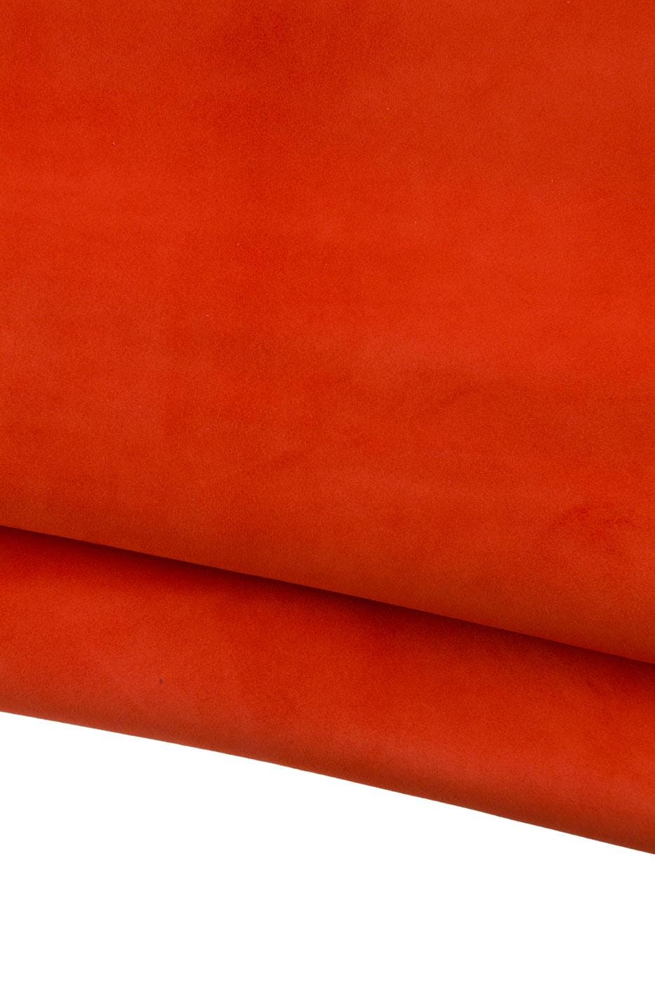 Orange leather hides pack, Premium suede baby calf, soft velvety leather skin, perfect for garments B19027-TU La Garzarara