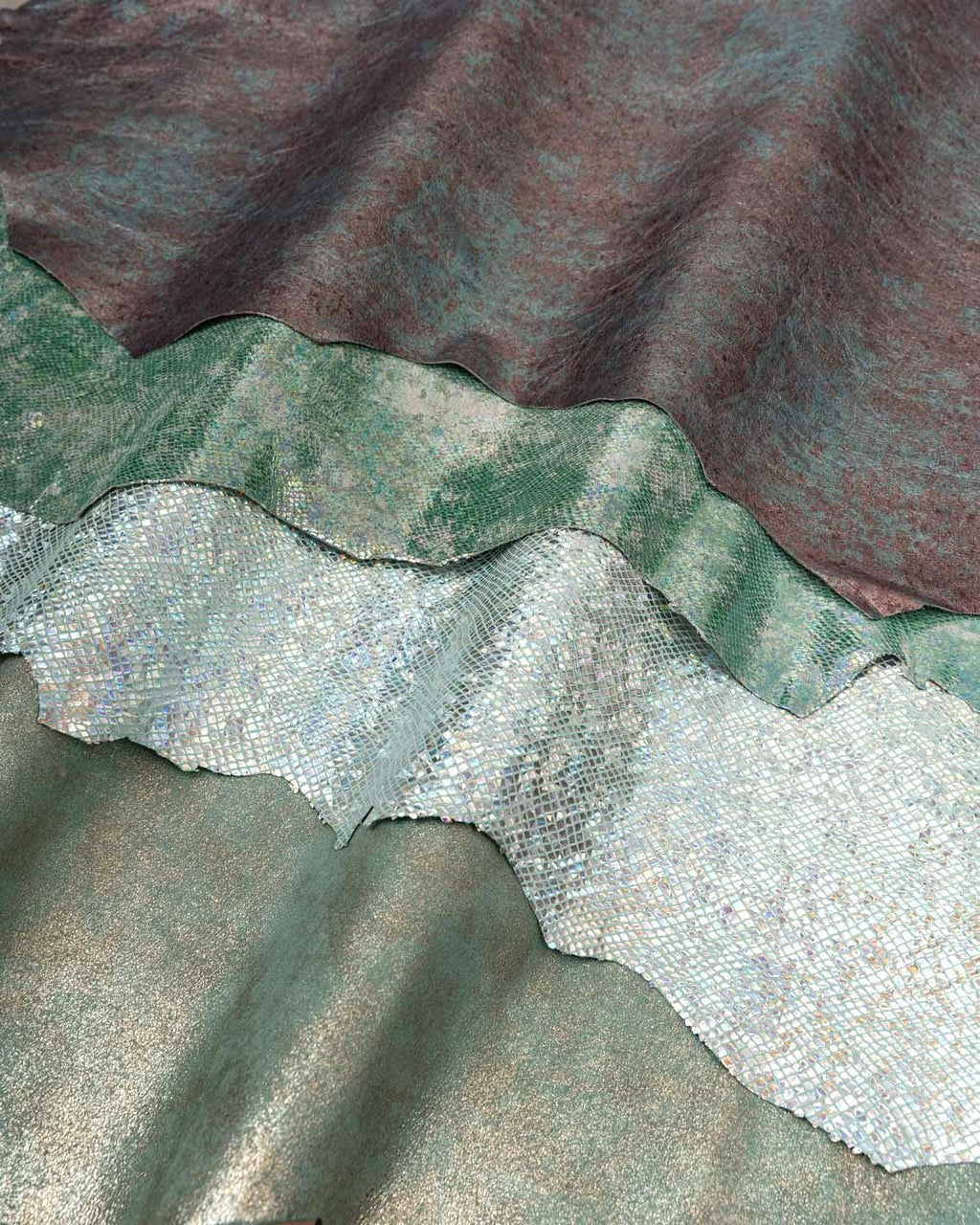 Luxury Patina Leather skins Bundle, Aqua Metallic Leather Hides Mint, statement Designer Skins B18998-MT(ST)