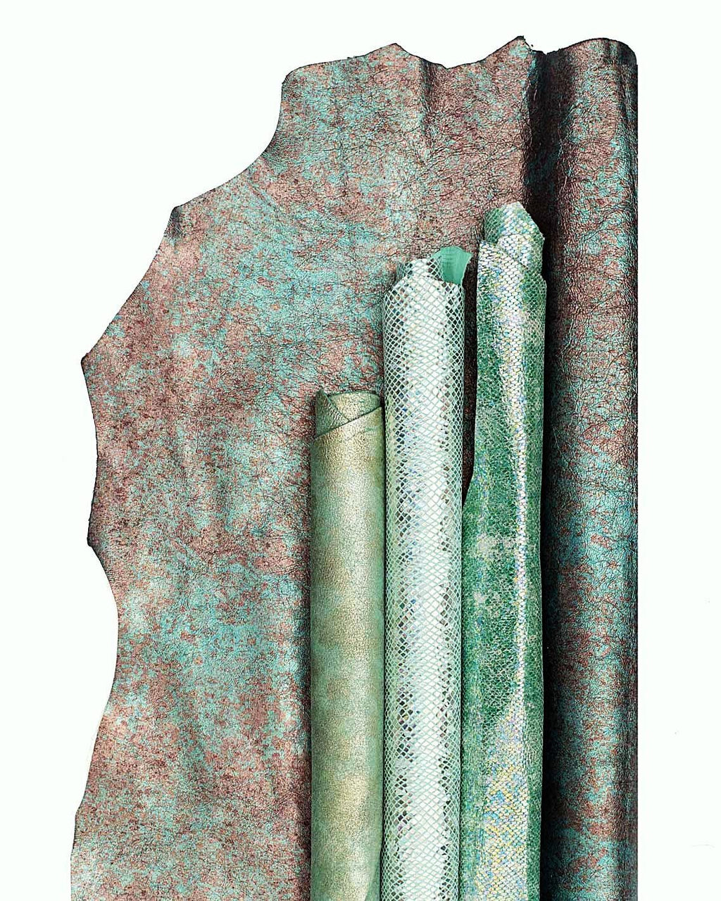 Luxury Patina Leather skins Bundle, Aqua Metallic Leather Hides Mint, statement Designer Skins B18998-MT(ST)