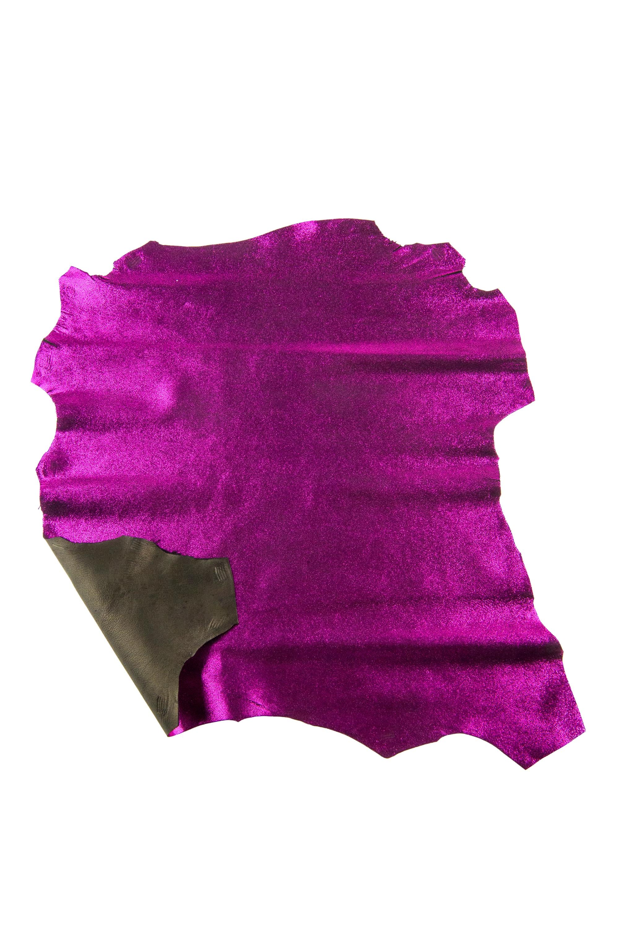 FUCHSIA metallic leather skin, CRACKLED print on soft suede goatskin, sparkle material for hobbyists 0.8-1.0 mm B19020-MT(st) La Garzarara