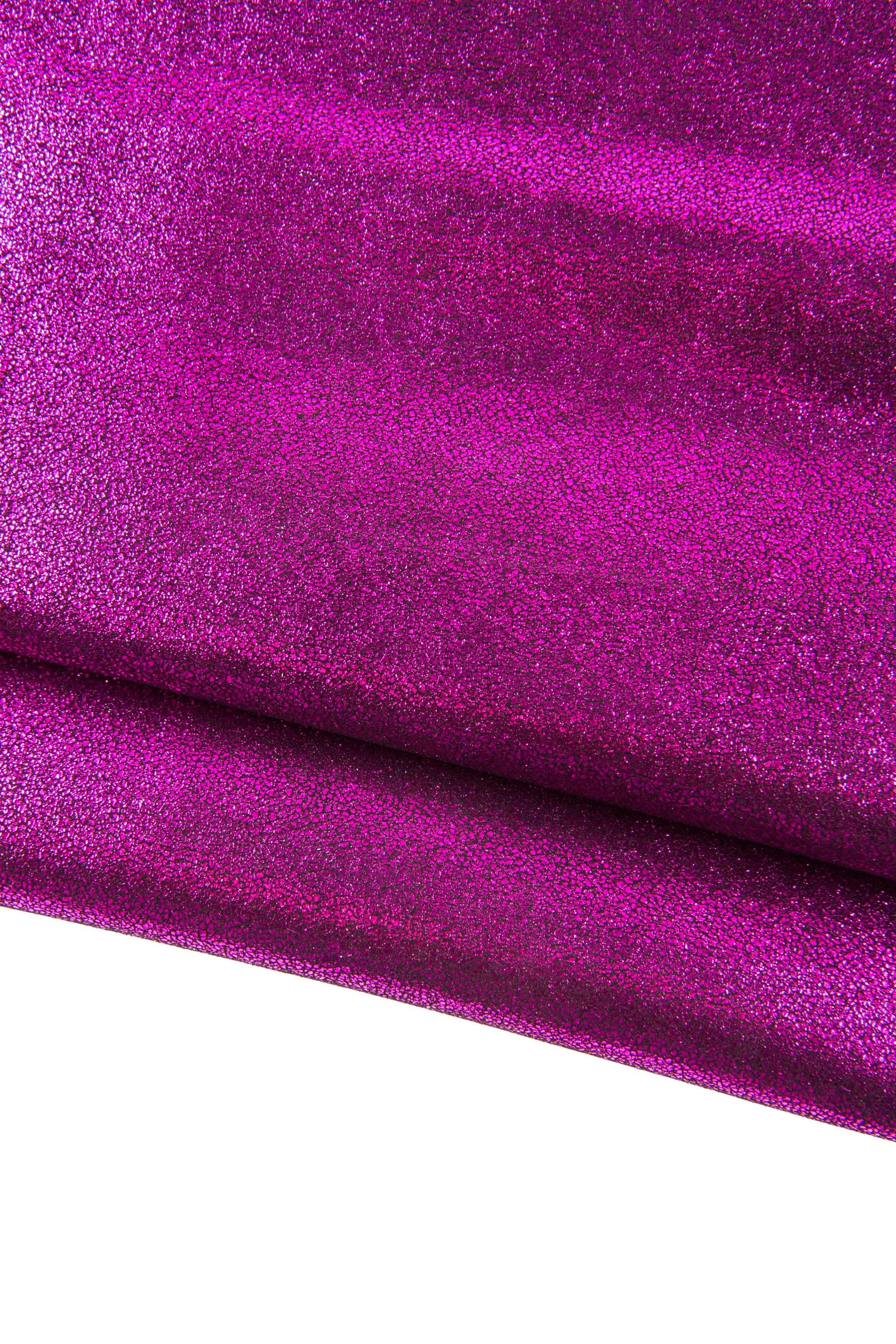 FUCHSIA metallic leather skin, CRACKLED print on soft suede goatskin, sparkle material for hobbyists 0.8-1.0 mm B19020-MT(st) La Garzarara