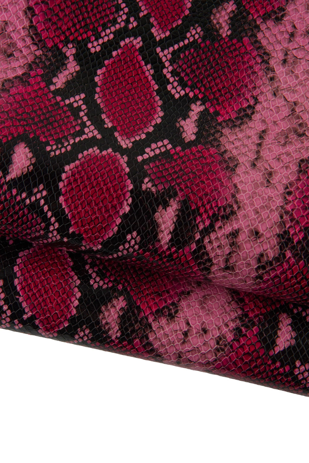 Magenta Python Print Leather skin, embossed dark red Snake Pattern Leather Hide, vivid snakeskin for bags B19278-ST La Garzarara