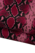 Magenta Python Print Leather skin, embossed dark red Snake Pattern Leather Hide, vivid snakeskin for bags B19278-ST La Garzarara
