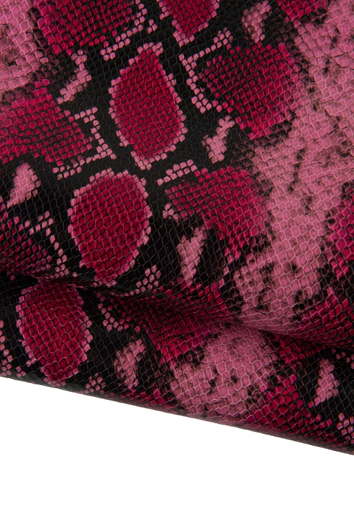 Magenta Python Print Leather skin, embossed dark red Snake Pattern Leather Hide, vivid snakeskin for bags B19278-ST La Garzarara