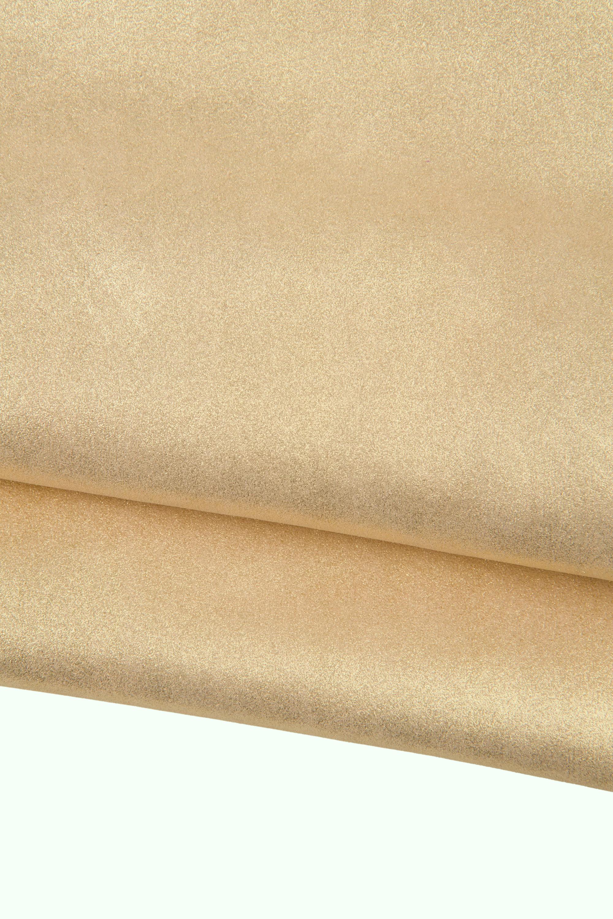 Champagne Metallic Suede Leather, Shimmer Leather Hide, Sparkle Suede for Bags Leathercraft B18585-MT La Garzarara