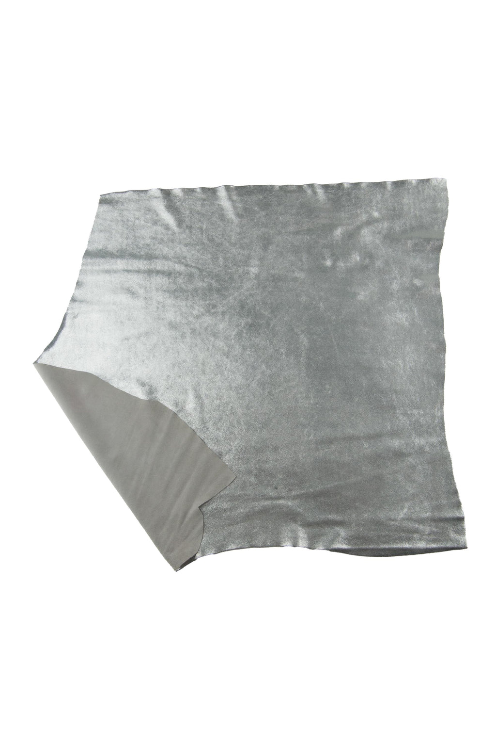 SILVER leather hide, BRIGHT metallic suede calfskin, sparkle soft split cowhide for diy projects B19094-MT La Garzarara