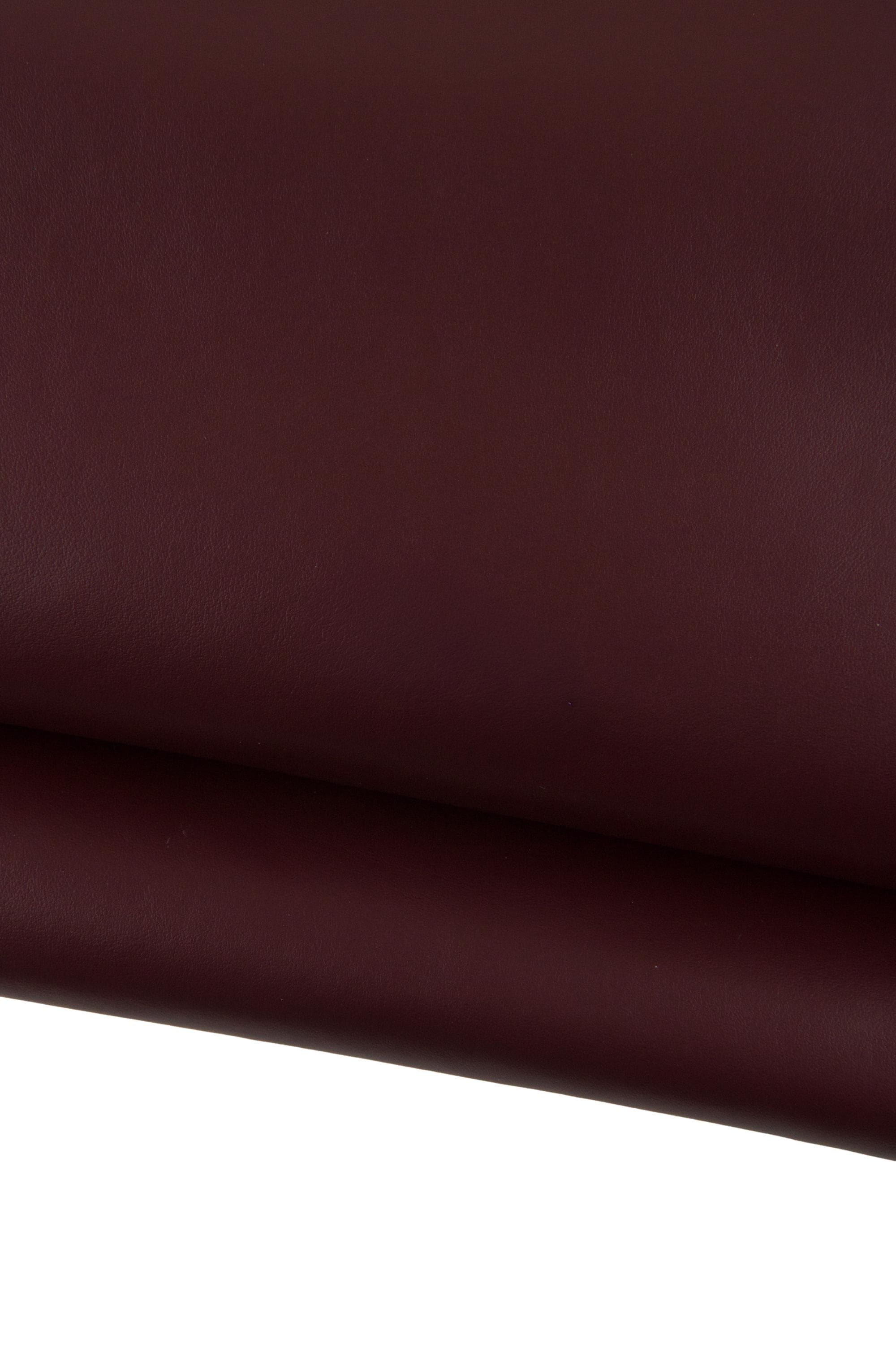 Burgundy SMOOTH leather hide, full grain genuine italian cowhide, SOFT semi glossy calfskin for crafting 1.0 - 1.2 mm B19211-TU La Garzarara
