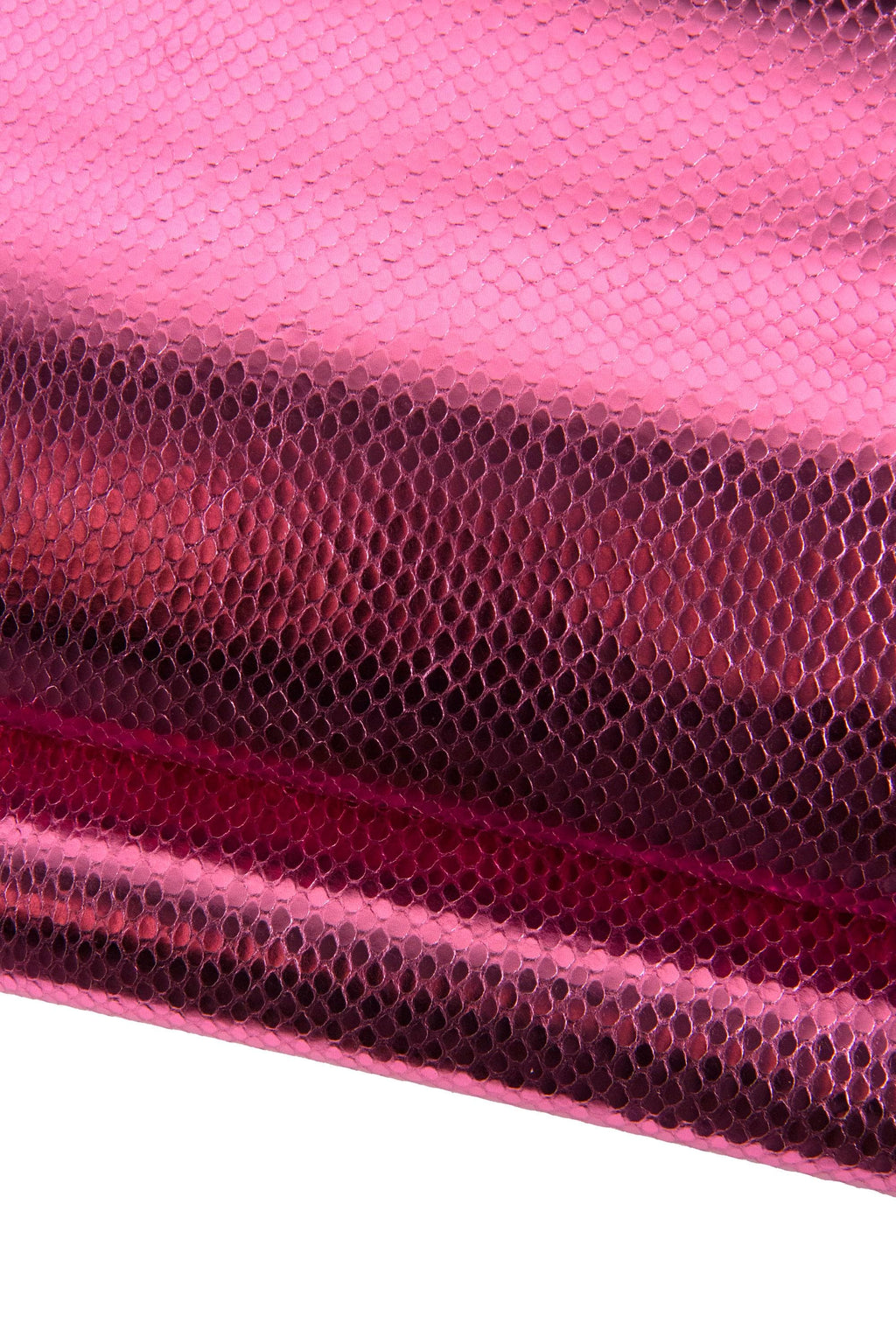 Pink PYTHON textured leather hide, METALLIC reptile snake printed cowhide, soft bright hide ideal for hobbyists B19270-MT(st) La Garzarara