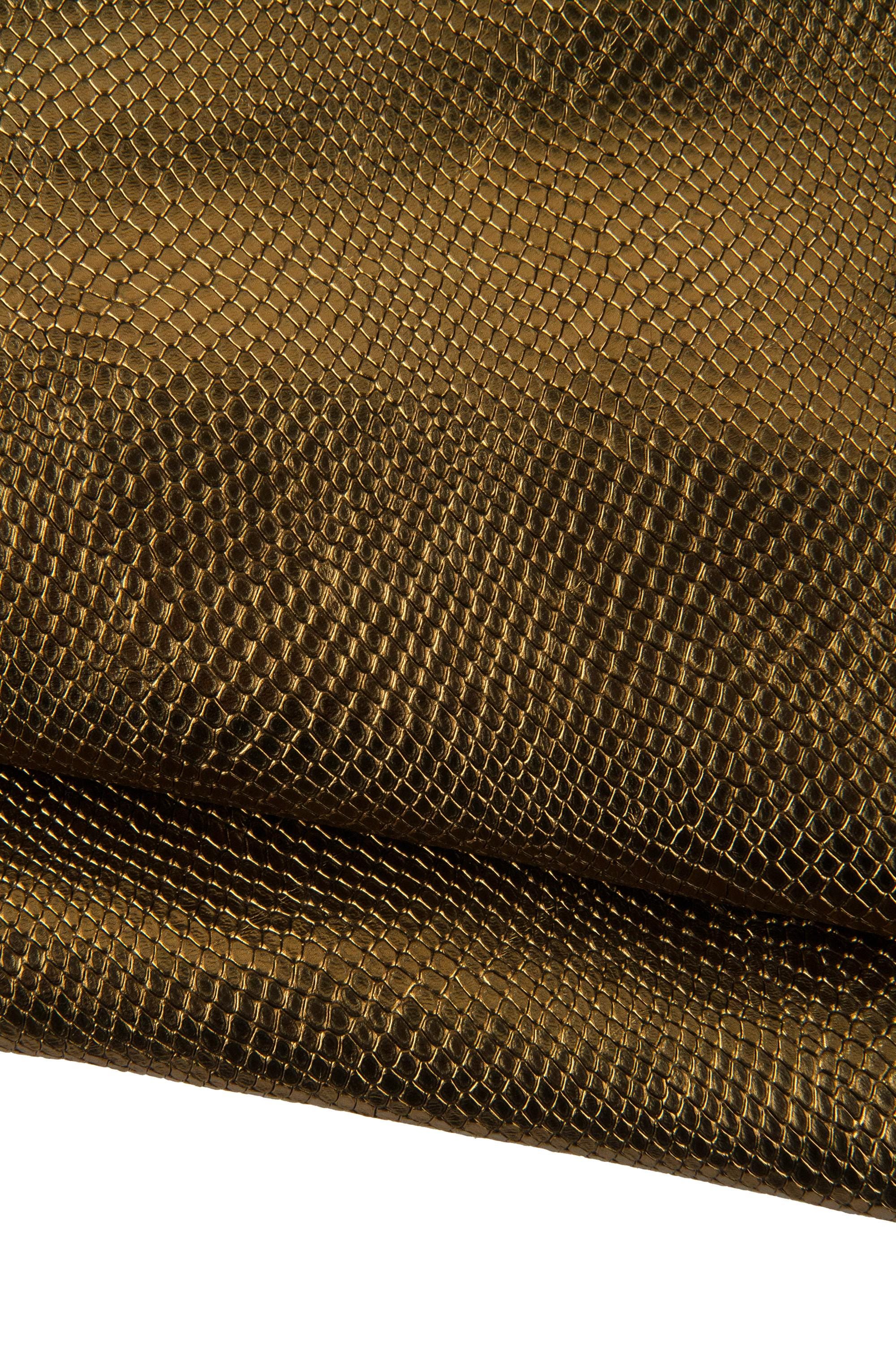 Bronze METALLIC REPTILE printed goatskin, soft embossed leather skin, bright snakeskin for hobbyists B19272-MT(st) La Garzarara