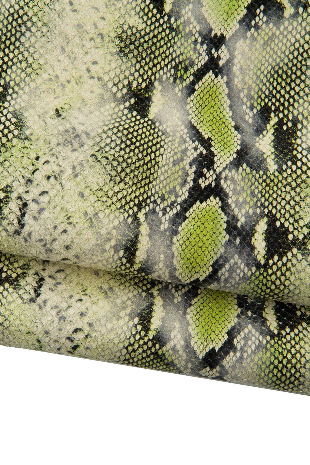 Natural Python Print Leather Hide, Olive Green Snake Print Italian Leather, Exotic Light green embossed snakeskin B19273-ST La Garzarara