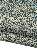 Black - grey LEOPARD texture on white suede goatskin, CHEETAH printed skin, soft animal printed hide for diy projects B19188-ST La Garzarara