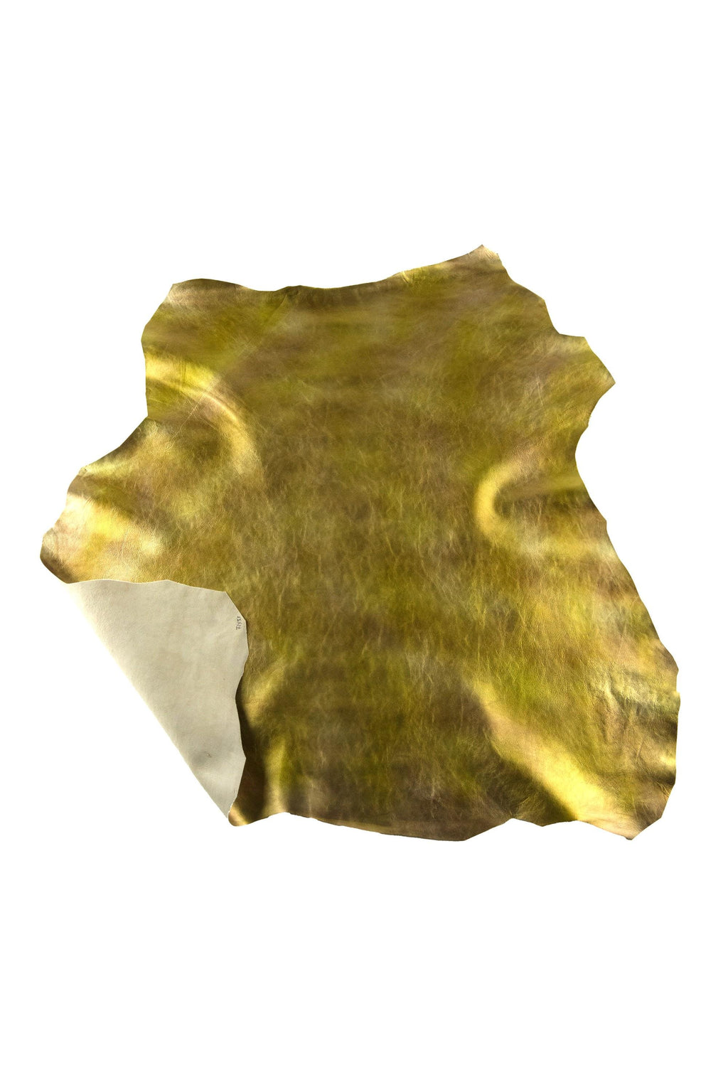 Gold metallic leather skin with silver shades, bright soft goatskin, smooth golden sparkle hide for hobbyists B19230-MT(st) La Garzarara