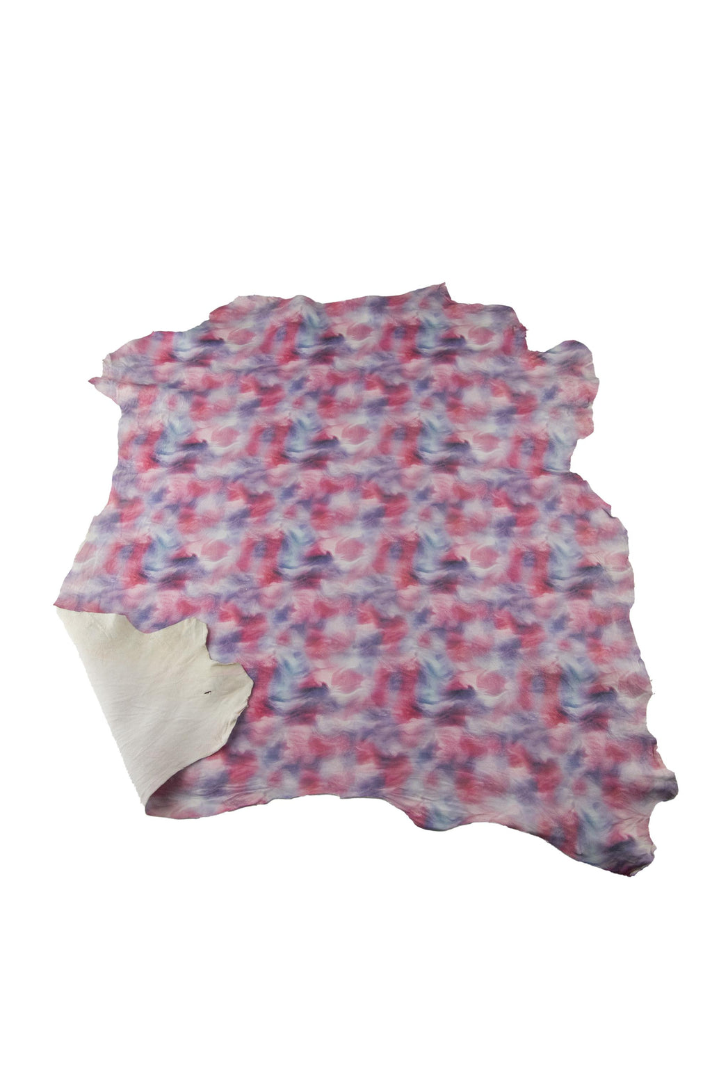 TIE DYE printed leather skin, pink - blue shaded goatskin, hand painted soft matt hide for hobbyists B18978-DM La Garzarara