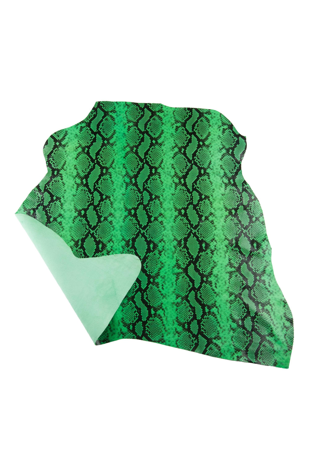 Green Python Print Leather Hide, italian Snake Embossed cow Leather, emerald Green Snake Print 0.7-0.9 mm B19017-ST La Garzarara