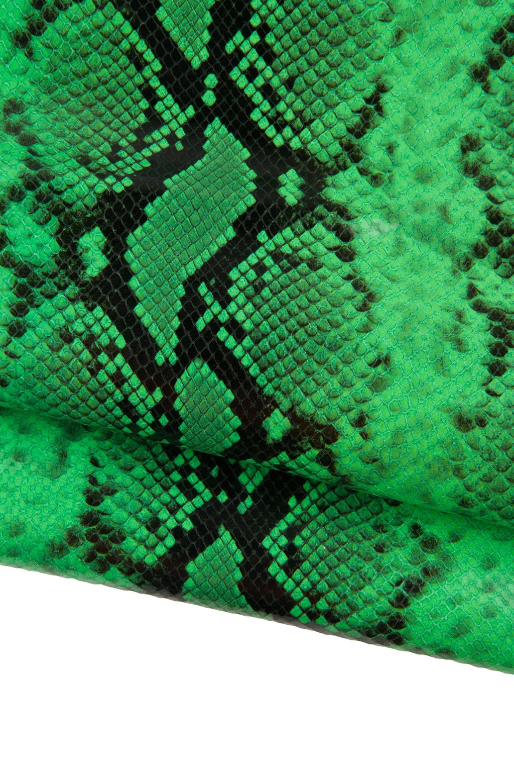 Green Python Print Leather Hide, italian Snake Embossed cow Leather, emerald Green Snake Print 0.7-0.9 mm B19017-ST La Garzarara