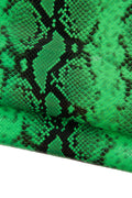 Green Python Print Leather Hide, italian Snake Embossed cow Leather, emerald Green Snake Print 0.7-0.9 mm B19017-ST La Garzarara