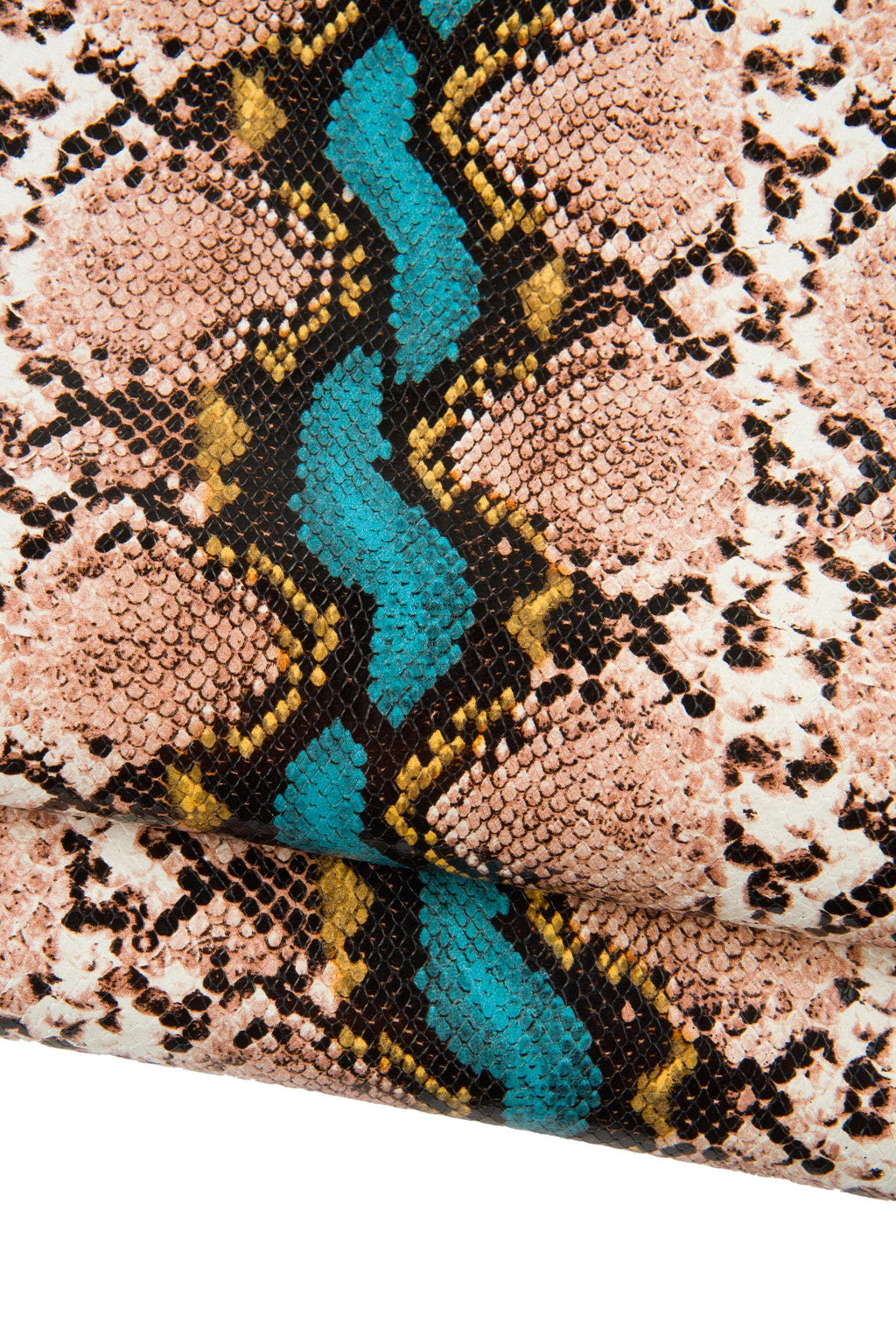 MULTICOLOR PYTHON printed leather skin, reptile textured goatskin, snake pattern on glossy soft hide, ideal for diy B19015-ST La Garzarara