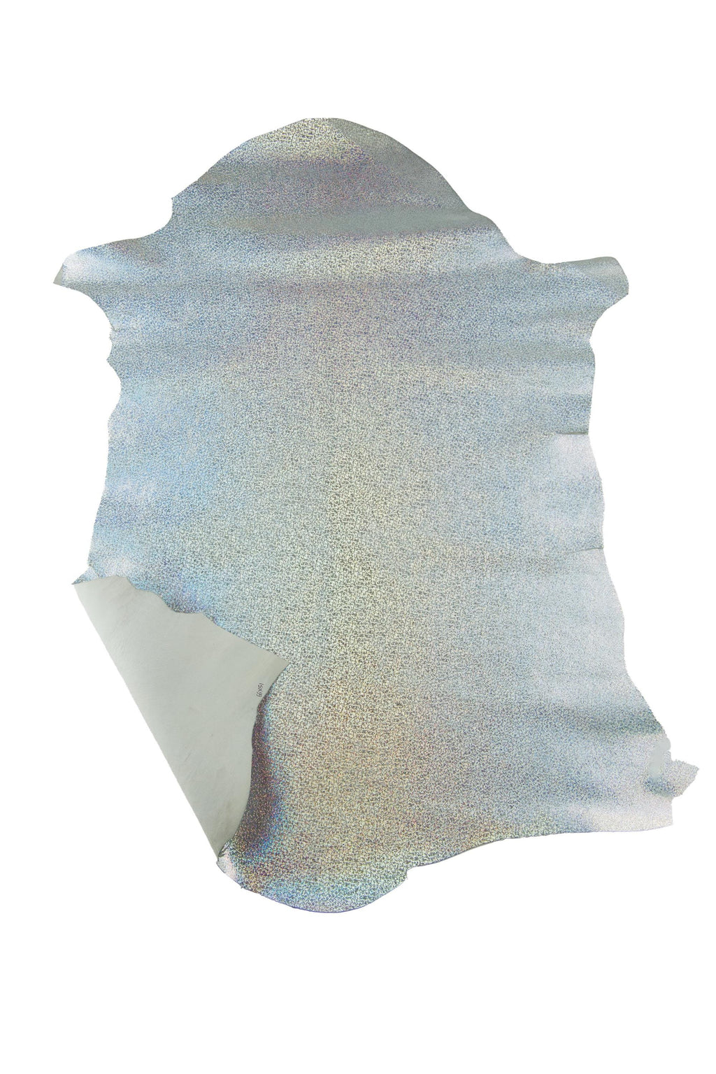 IRIDESCENT metallic leather skin, holographic silver suede goatskin, soft GLITTERED hide for crafters B19007-MT(st) La Garzarara