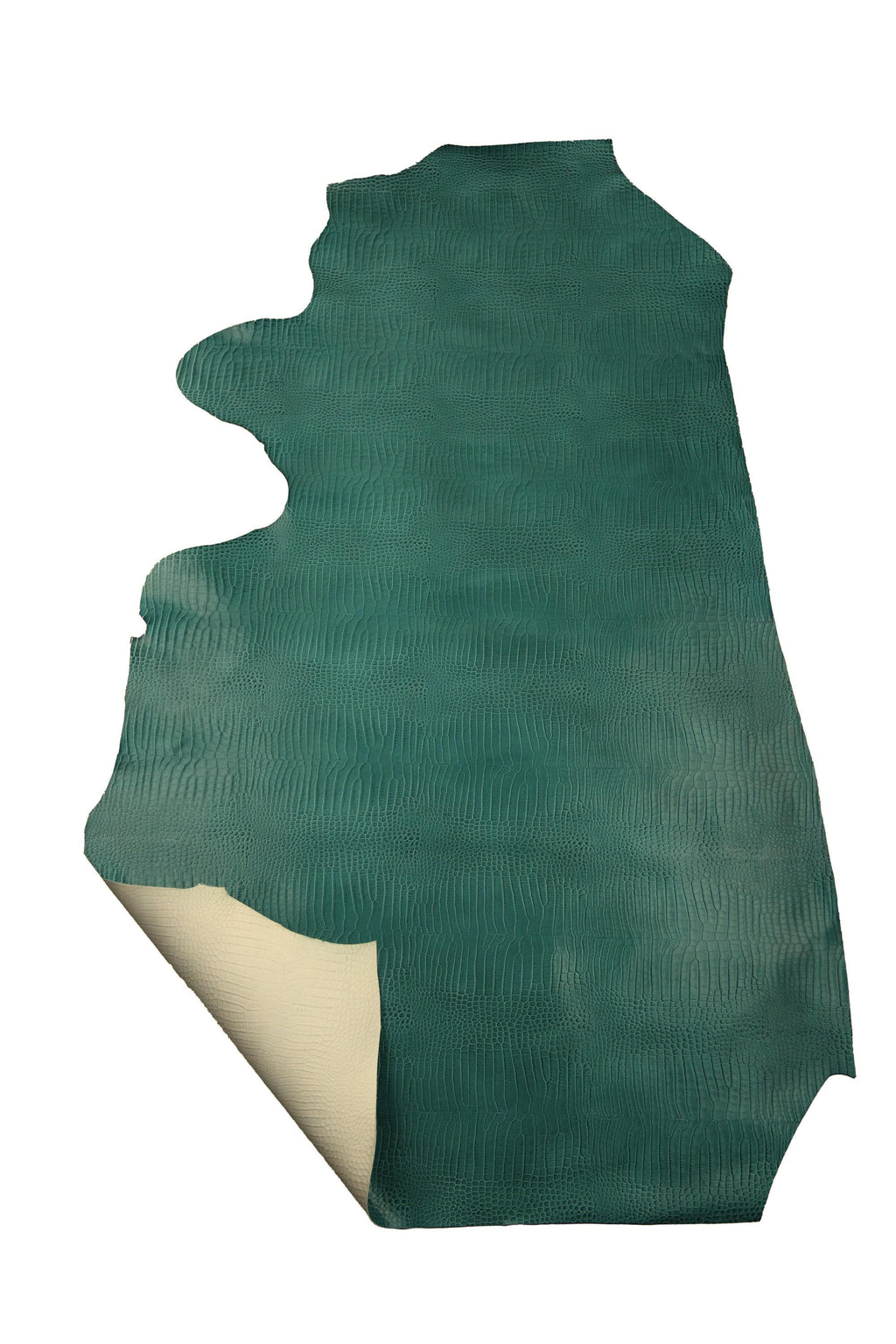 Light blue CROCODILE embossed cowhide, semi glossy PRINTED calfskin, slightly stiff cowhide for crafting B19287-ST La Garzarara