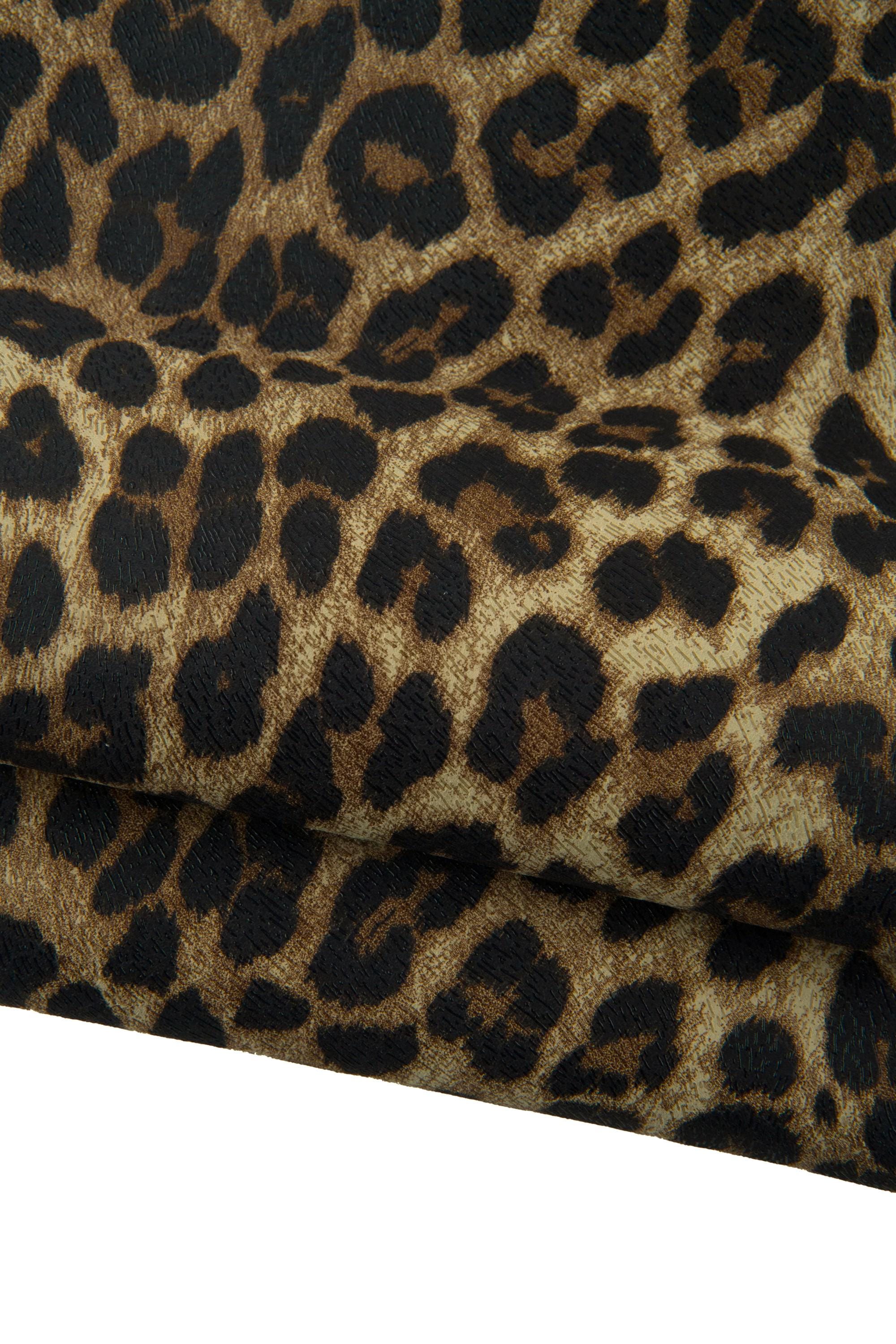 LEOPARD textured leather skin, brown - black CHEETAH printed goatskin, animal pattern on soft matt hide B19208-ST La Garzarara