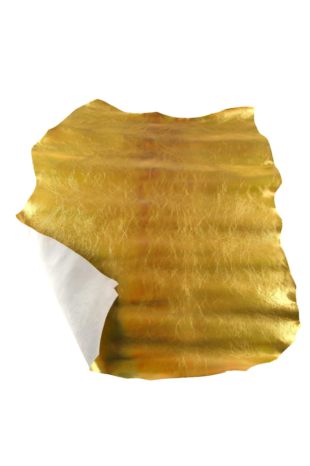 Premium GOLD leather skin, golden IRIDESCENT metallic wrinkled leather goatskin, milled hide 0.8 - 1.0mm for crafting B19190-MT La Garzarara