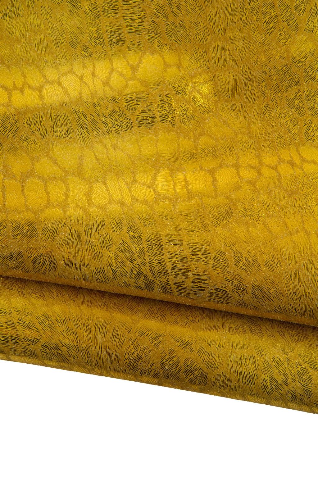 Gold LEOPARD printed leather skin, golden METALLIC goatskin - animal texture on soft bright skin for hobbyists B19269-MT(st) La Garzarara