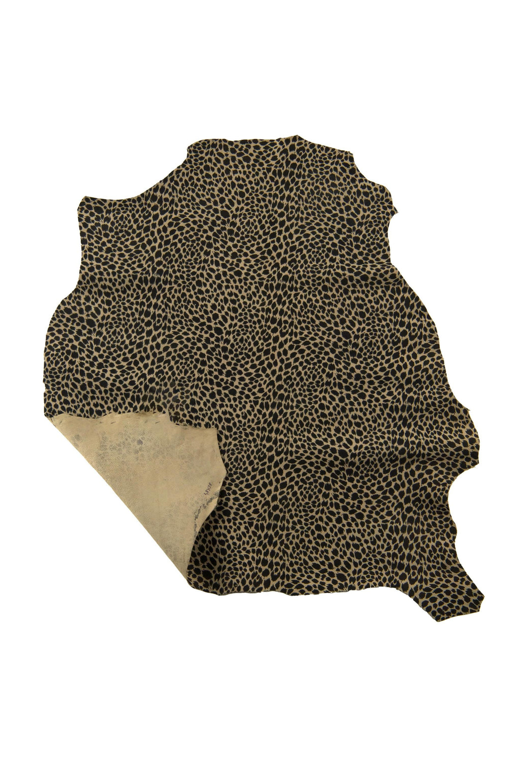 Black LEOPARD texture on beige suede goatskin, CHEETAH printed skin, soft animal printed hide for diy projects B19186-ST La Garzarara