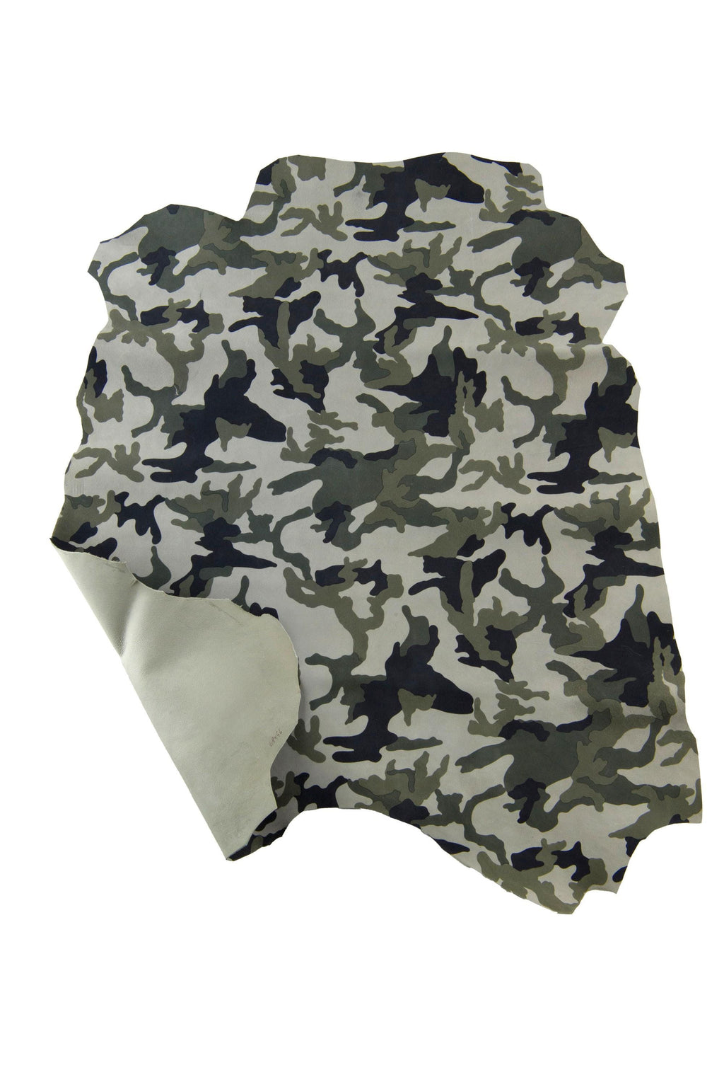CAMOUFLAGE textured leather hide, military print on soft SUEDE goatskin, ideal for crafters B19195-ST La Garzarara