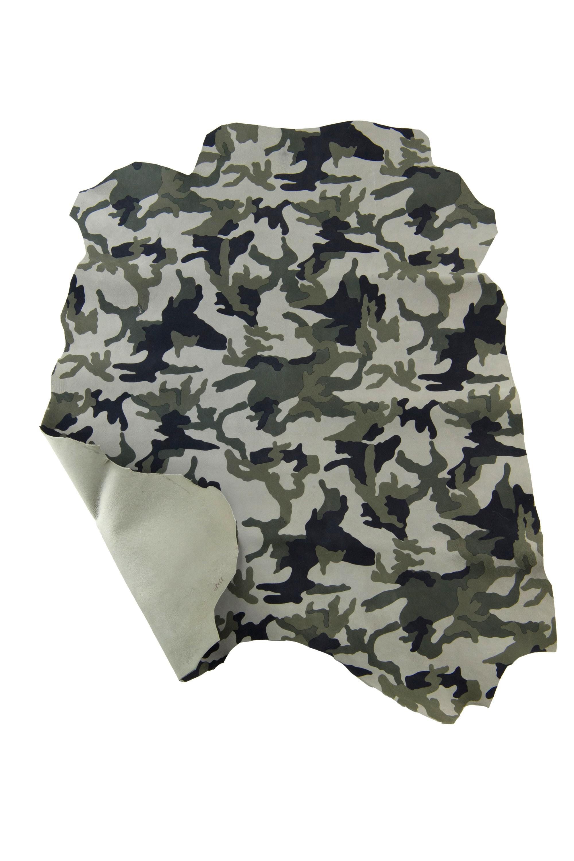 CAMOUFLAGE textured leather hide, military print on soft SUEDE goatskin, ideal for crafters B19195-ST La Garzarara
