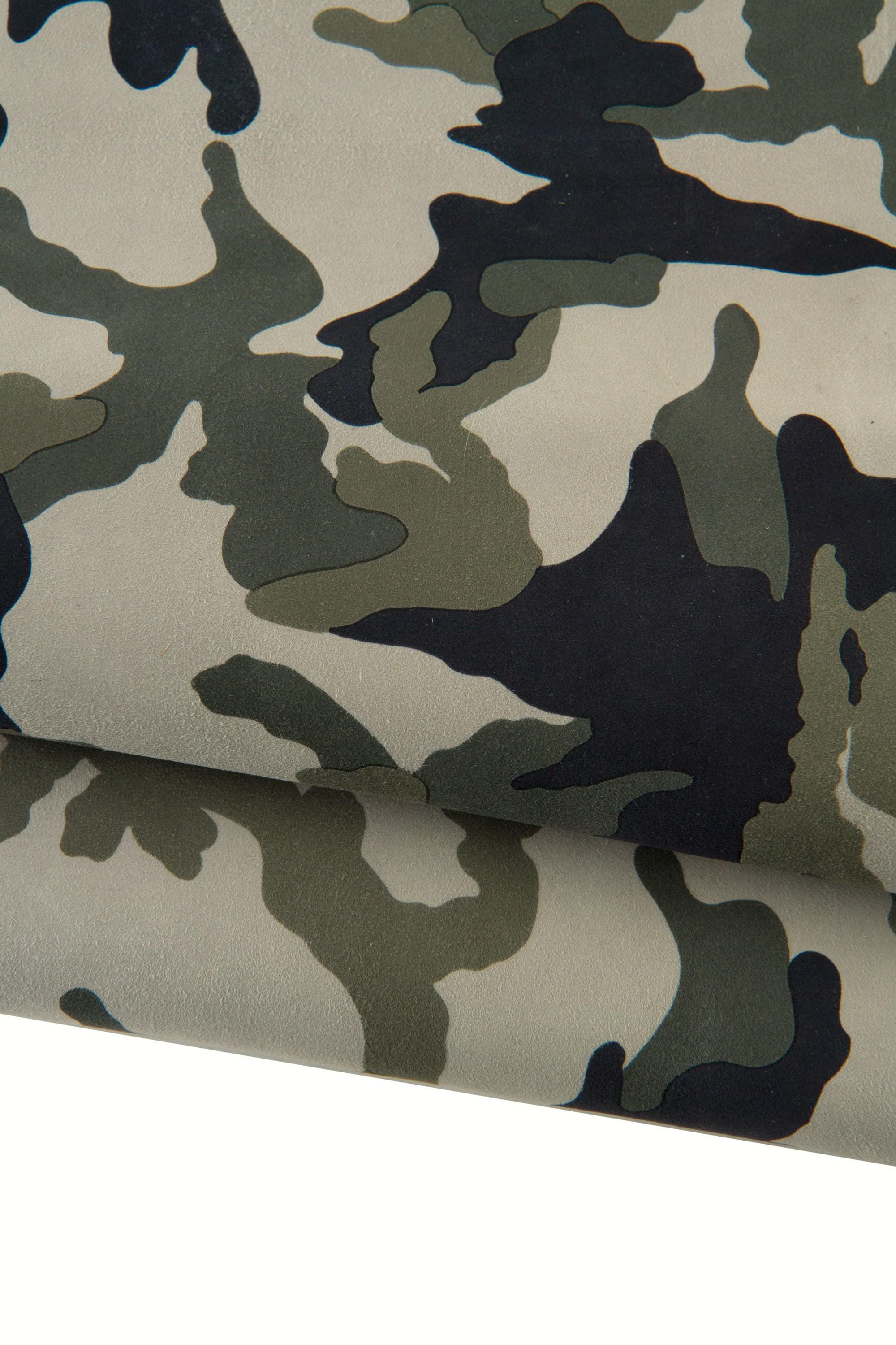 CAMOUFLAGE textured leather hide, military print on soft SUEDE goatskin, ideal for crafters B19195-ST La Garzarara