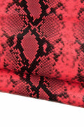 Red Snakeskin Leather hide, embossed Snake Print Italian Leather, Luxury Leather for Handbags, red Pyton skins B19018-ST La Garzarara