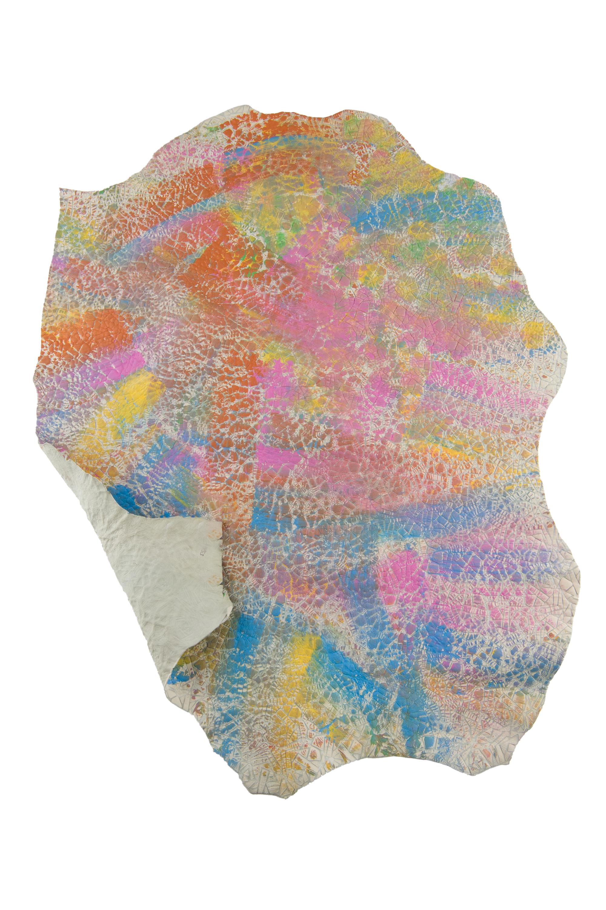 Pastel Abstract Leather Hide, Hand Painted Designer Lamb Skin Unique,One of a Kind Luxury Fashion LeatherB19049-ST La Garzarara