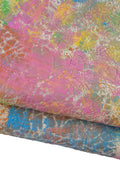 Pastel Abstract Leather Hide, Hand Painted Designer Lamb Skin Unique,One of a Kind Luxury Fashion LeatherB19049-ST La Garzarara