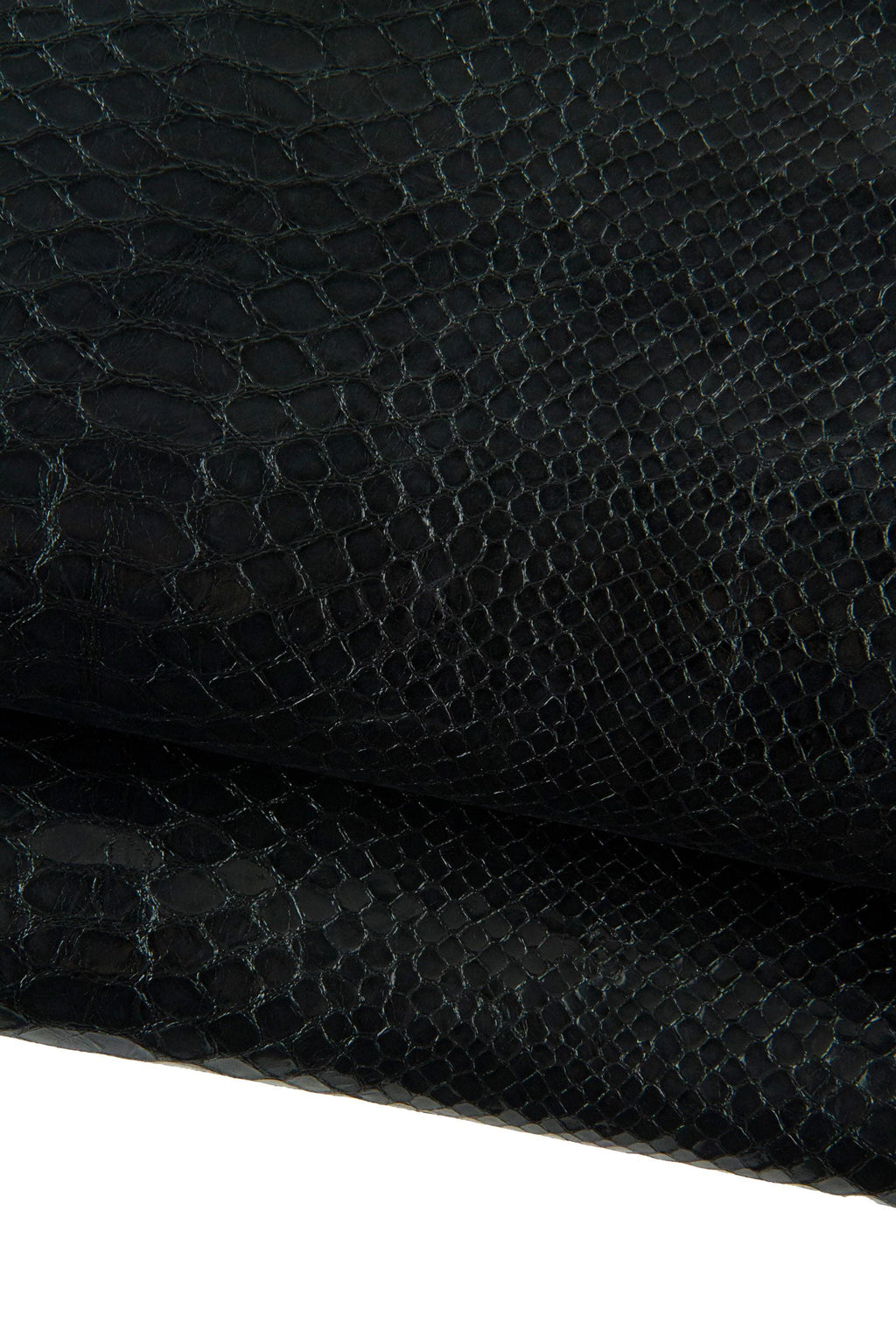 Black Python Print Leather Hide, Black Semi Gloss Snake Embossed Leather , Exotic skin for crafting B19232-TB La Garzarara