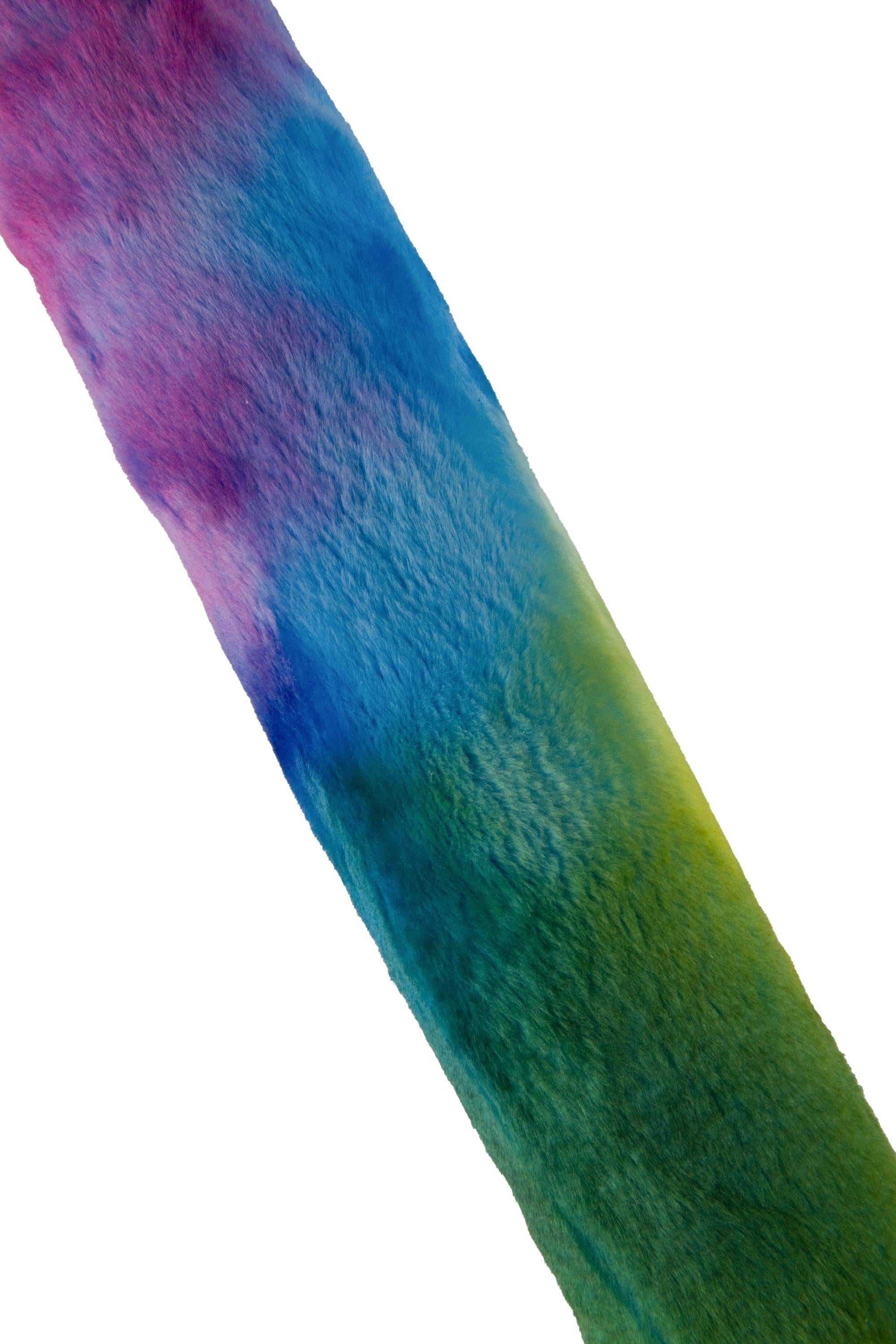 Rainbow Shearling Leather skin, Genuine Sheepskin with Wool, Backed hide with Fabric, Italian Lambskin B19368-MNT