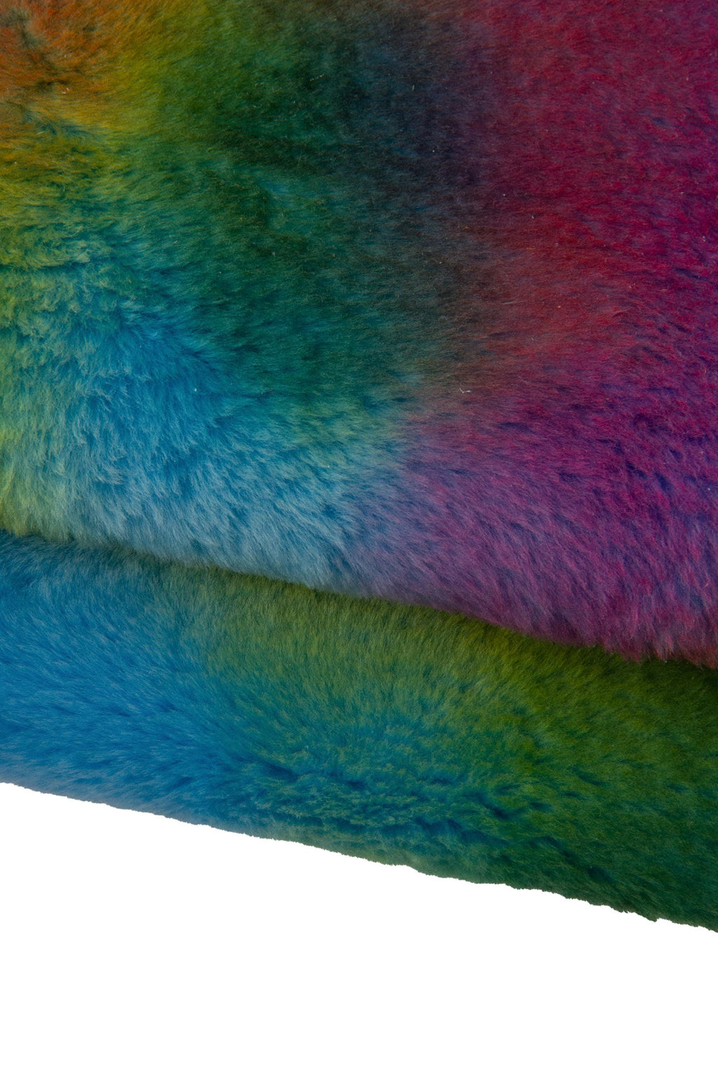 Rainbow Shearling Leather skin, Genuine Sheepskin with Wool, Backed hide with Fabric, Italian Lambskin B19368-MNT