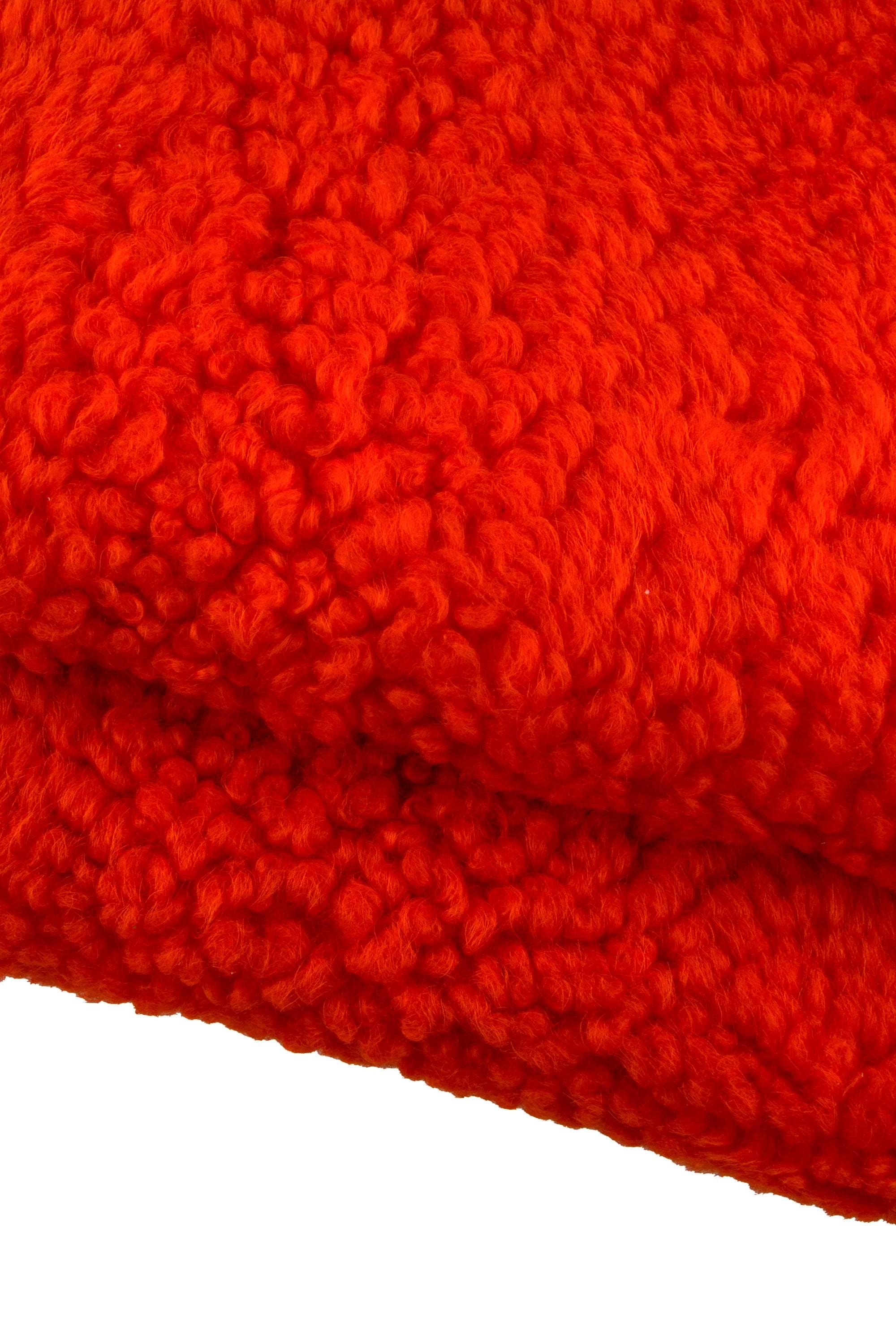 Curly Shearling Sheepskin, Genuine sheepskin Lamb Fur, Fabric Backed,Orange shearling, double face sheep wool leather B19371-MNT