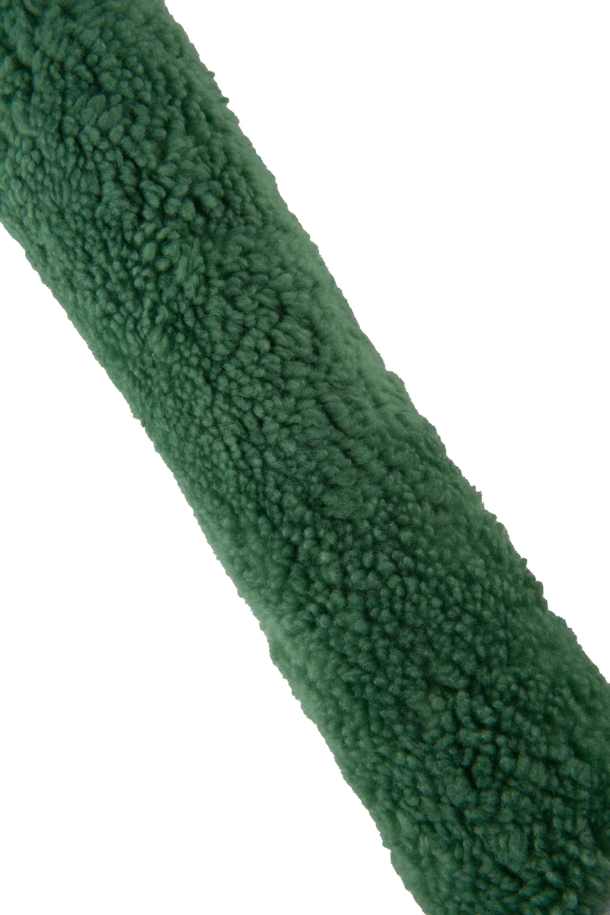Green hair on sheepskin lambskin - shearling fur hairy sheep, soft leather - curly long hair, back matched to a cotton fabric B19369-MNT