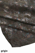 HOLOGRAPHIC leather skin - printed iridescent suede calfskin with texture effect, metallic GASOLINE skin B13157-MT(st) La Garzarara