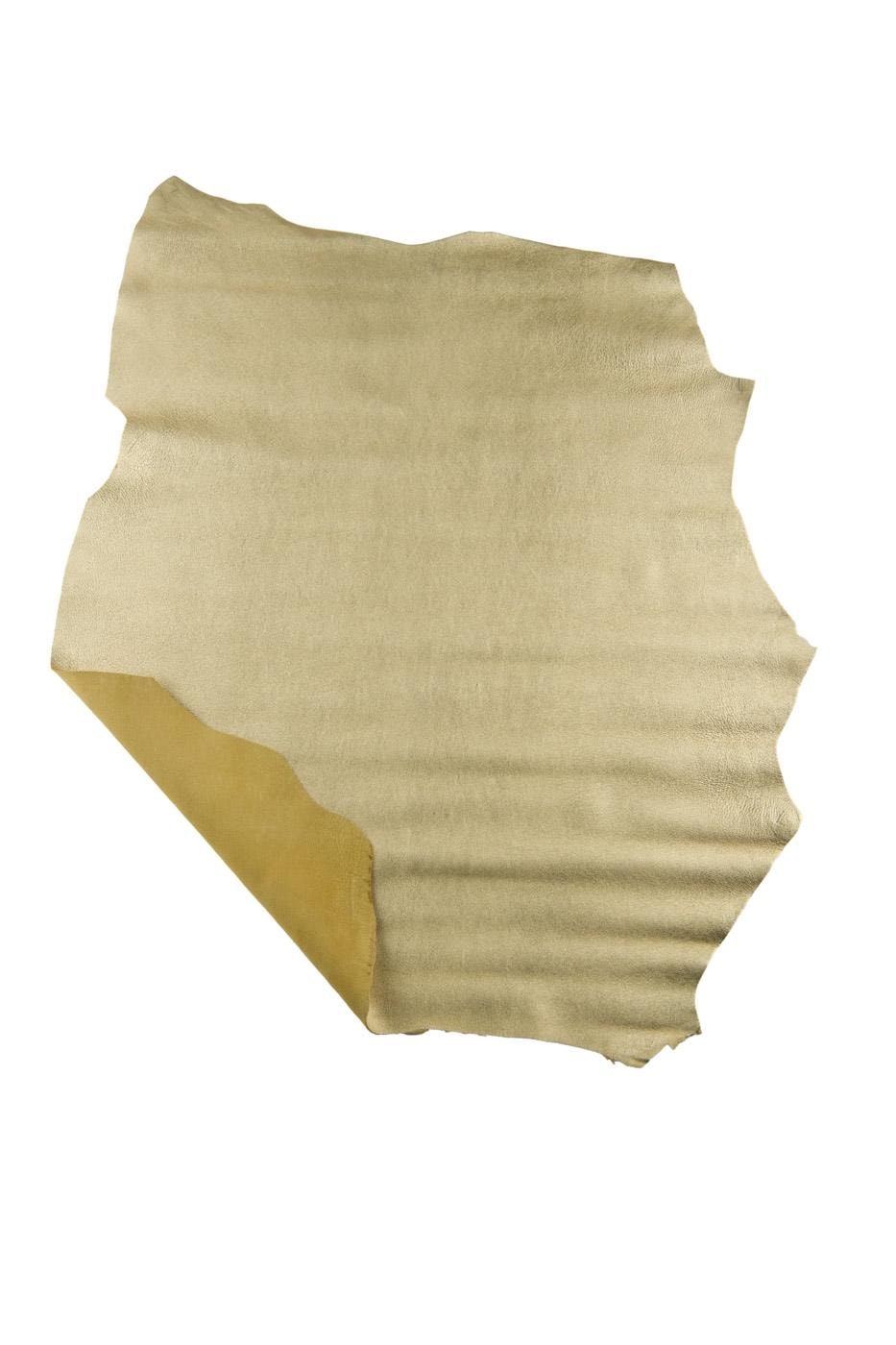 Thin Gold METALLIC leather skin, smooth SPARKLE goatskin with tiny grain, bright soft material B19100-MT La Garzarara
