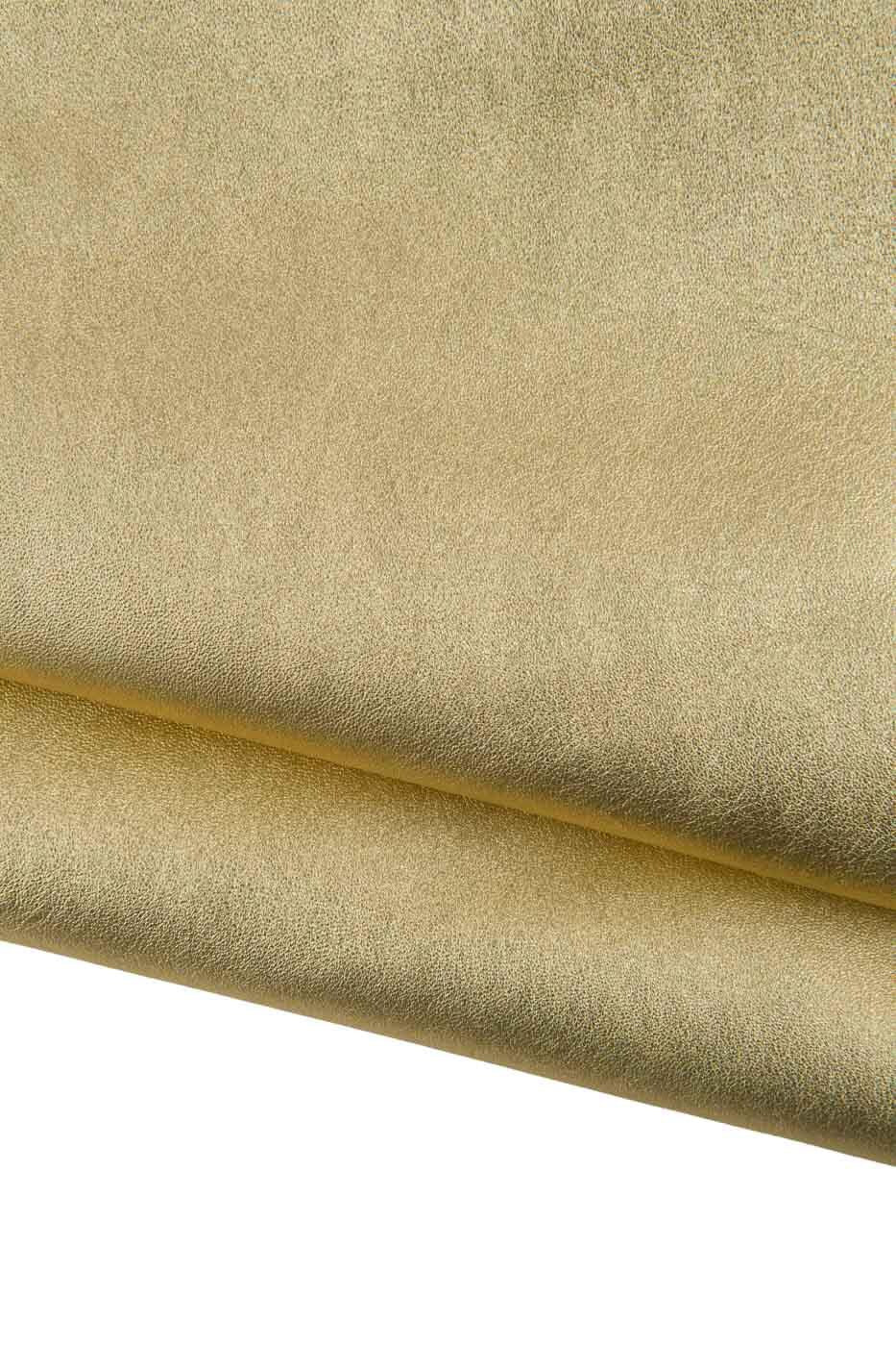 Thin Gold METALLIC leather skin, smooth SPARKLE goatskin with tiny grain, bright soft material B19100-MT La Garzarara