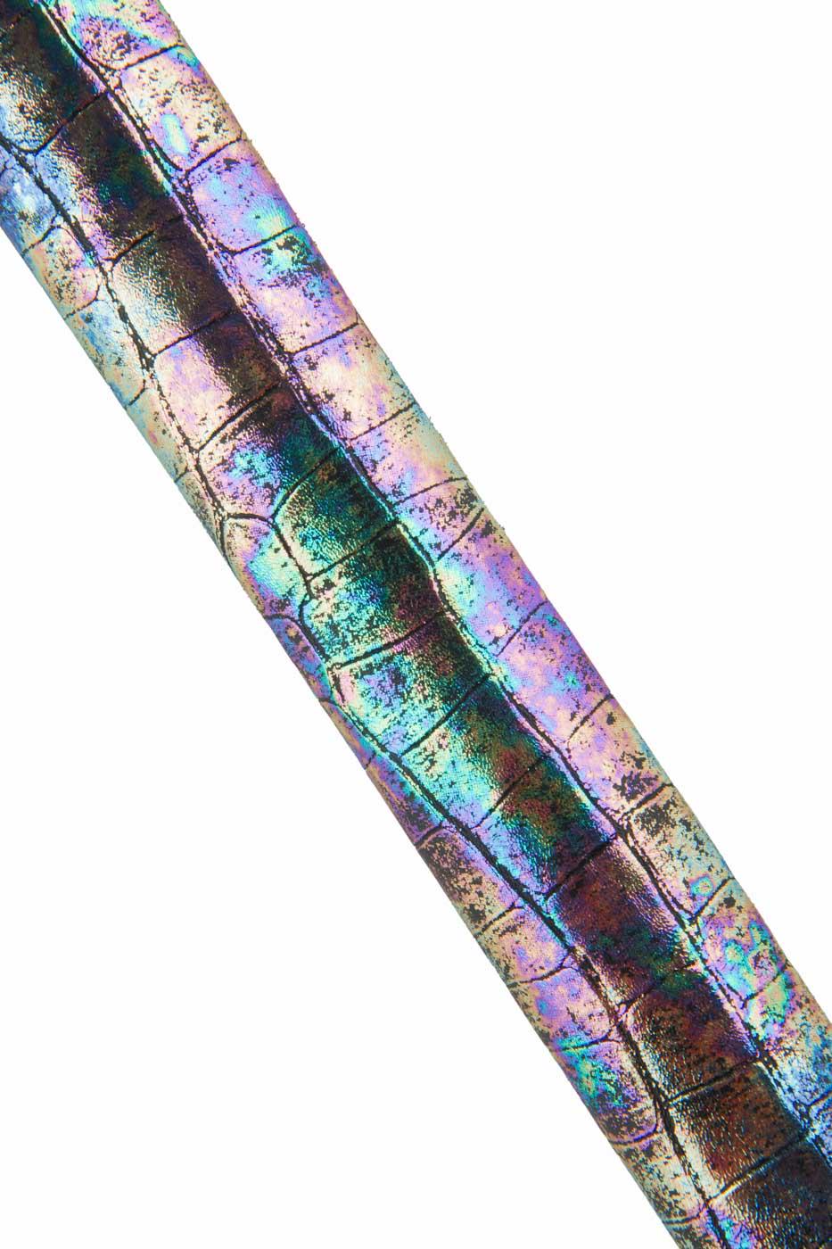 HOLOGRAPHIC CROCODILE printed leather skin, multicolor iridescent embossed croco, bright soft material for diy B19073-MT(st) Garzarara