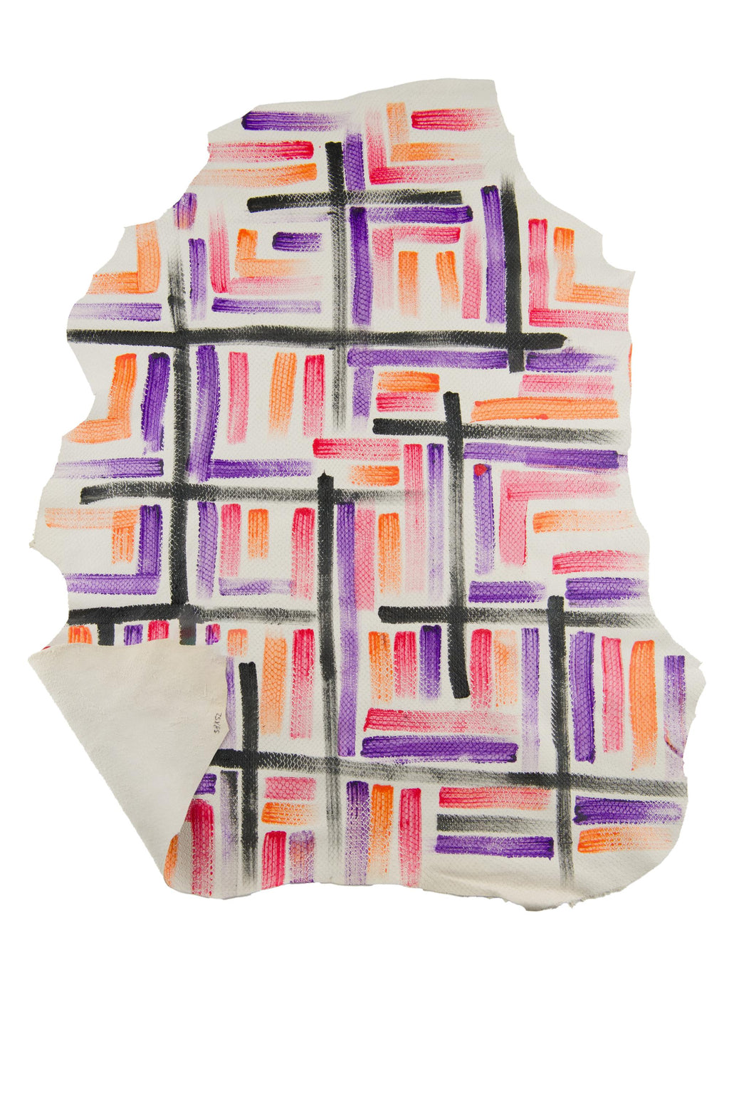 Multicolor Brush stroke GEOMETRIC textured hide, Colorful geometric textured leather skin B19031-DM La Garzarara