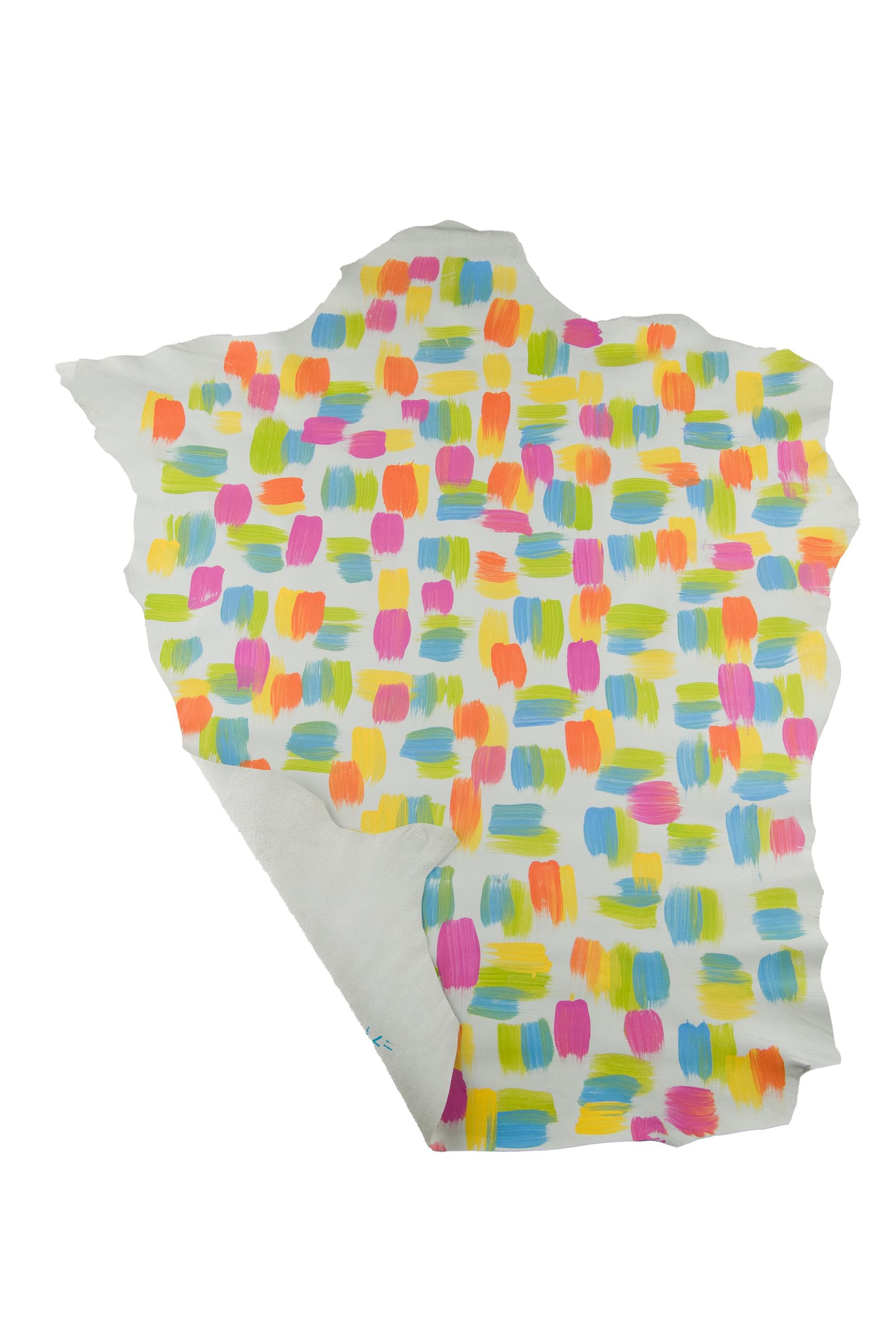 Summer brush stroke printed goatskin, COLORFUL textured on leather skin, vibrant soft material for crafters B19036-DM LaGarzarara